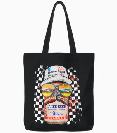 Graphic Motorsport Retro 90s Racing Retro Drinking Beer Tote Bags - Black