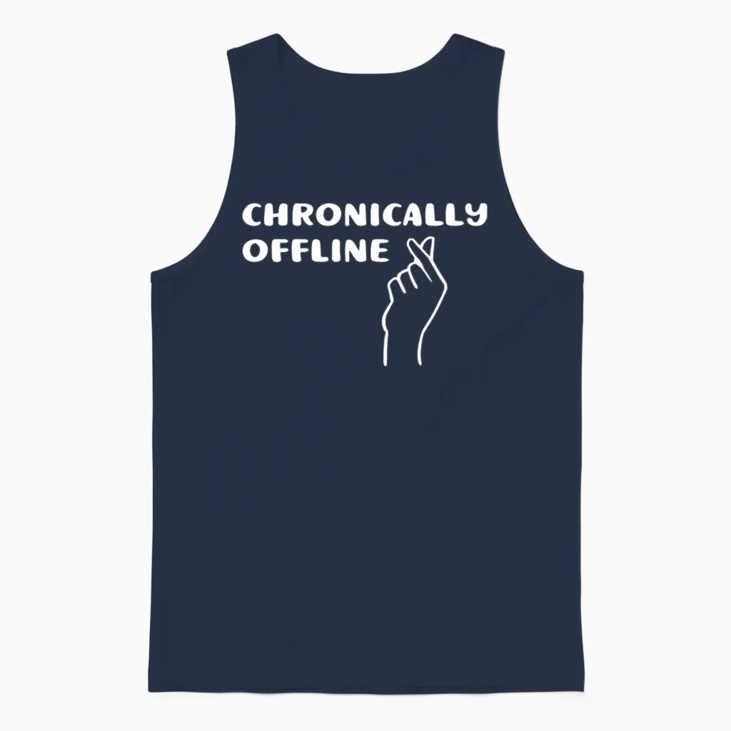 Chronically Offline Unisex Tank Top in Navy