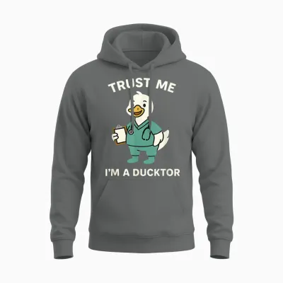 Funny Trust Me I'm a Ducktor Medical Pun Quack Duck Doctor Unisex Hoodie - Graphite Heather