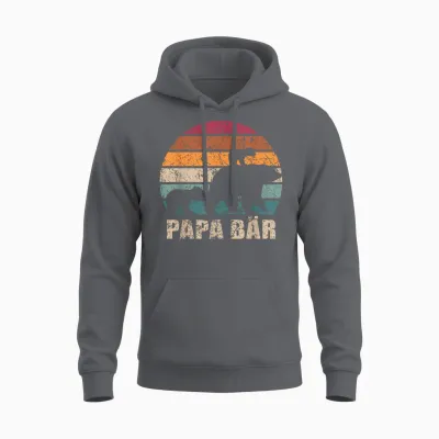 Papa Bear 2 Children's Father's Day Double Dad of Two Children's T-Shirt, Black Unisex Hoodie - Charcoal