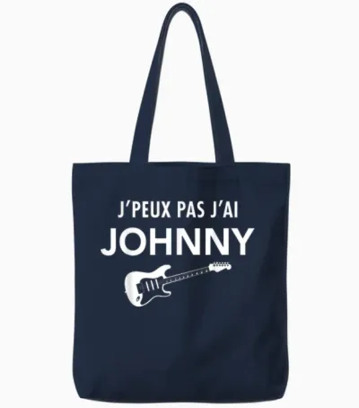 Je Peux Pas J'ai Johnny France Rock Passion Man and Woman T-Shirt, Black, S Tote Bags - Navy