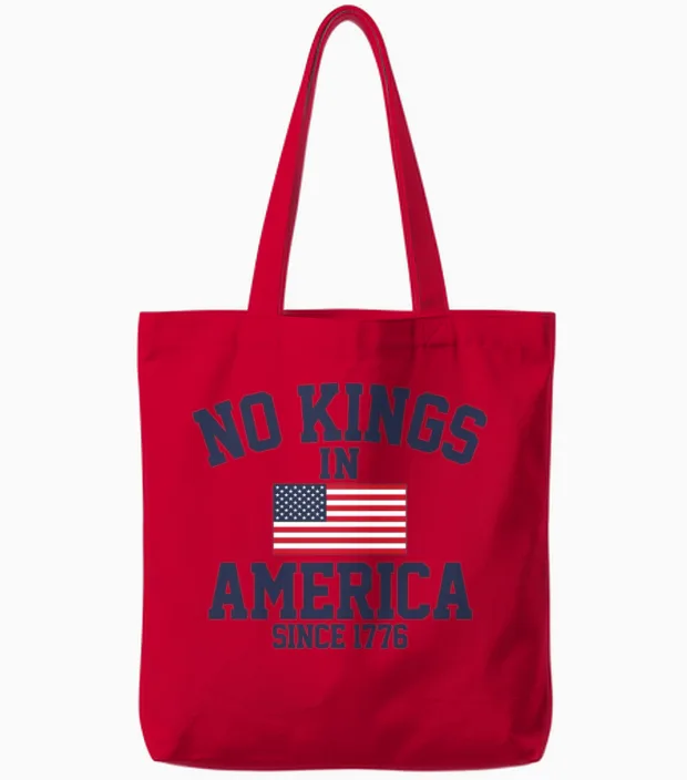 No Kings in America Save Democracy Anti Trump Tote Bags in Red