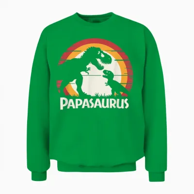Papa Dinosaur Tyrannosaurus Rex Men's Papasaurus Unisex Sweatshirt - Irish Green