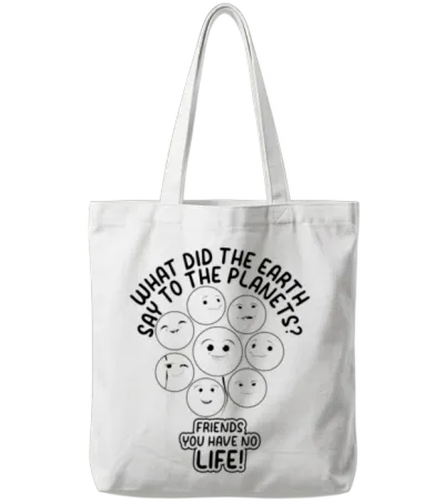 Space Travel Funny Planets - Funny Solar System Tote Bags - White