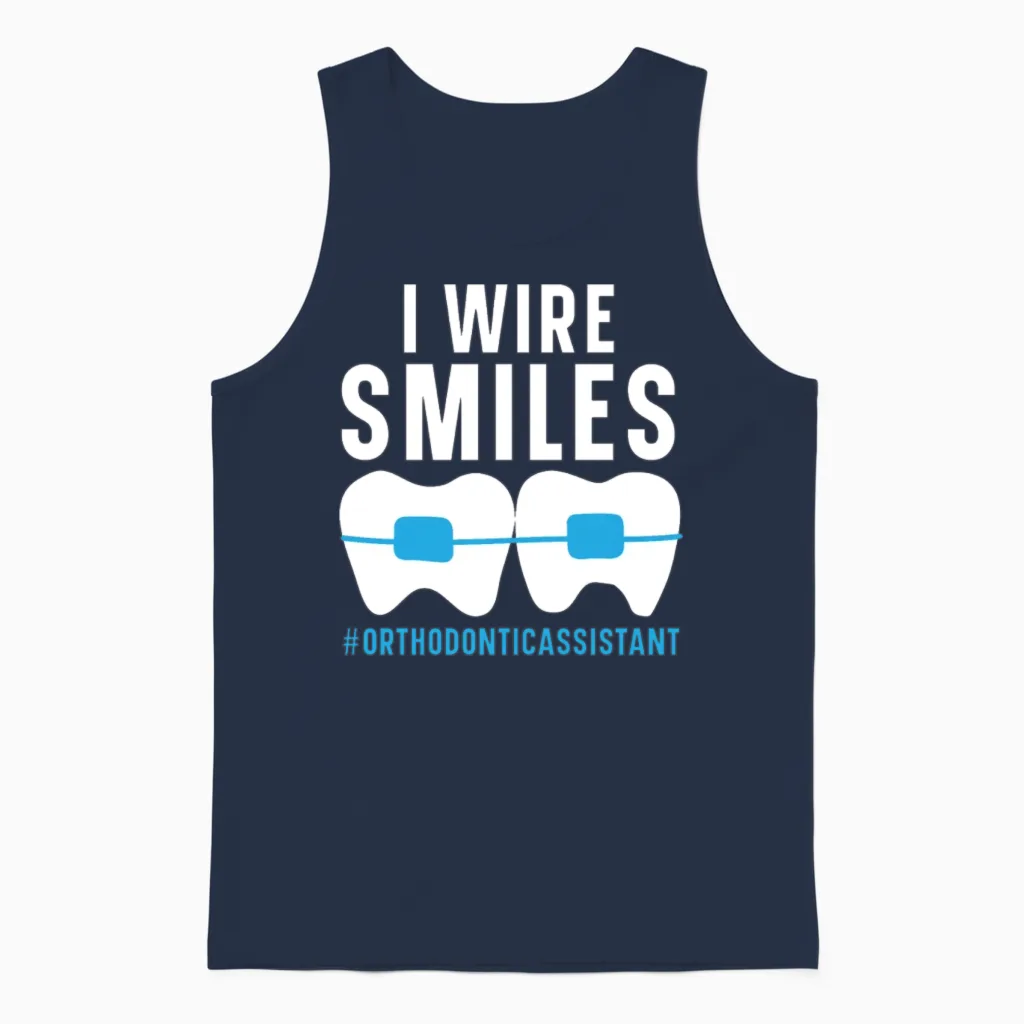 Orthodontic Assistant Job Dental Teeth Dentist Unisex Tank Top in Navy