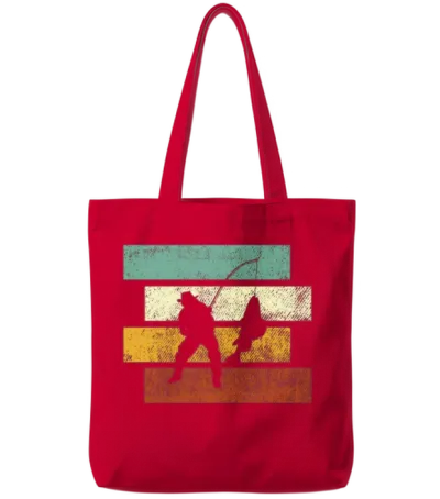 Fishing Retro Tote Bags - Red
