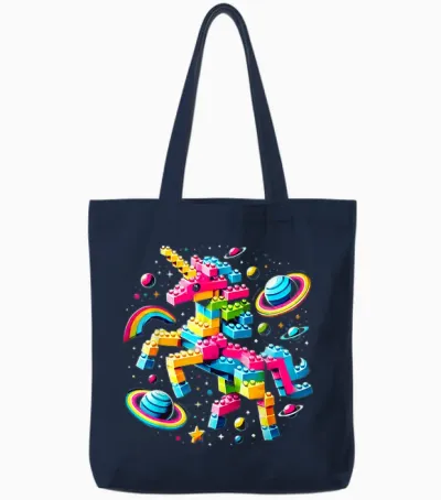 Unicorn Blocks Master Funny Builder Building Blocks Bricks Tote Bags - Navy