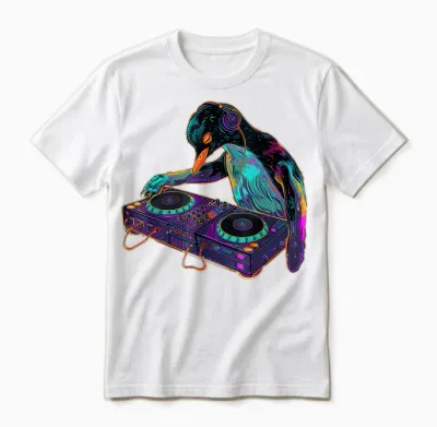 Pinguin Musik Dj House Musik Artwork Plattenspieler Dj Pinguin Unisex T-Shirt - White