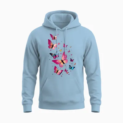 Butterfly Unisex Hoodie - Light Blue