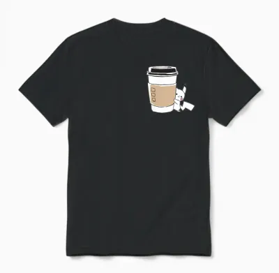 Pokémon Pikachu Sketch Mini Coffee Cup Cute Pocket Icon Unisex T-Shirt - Black