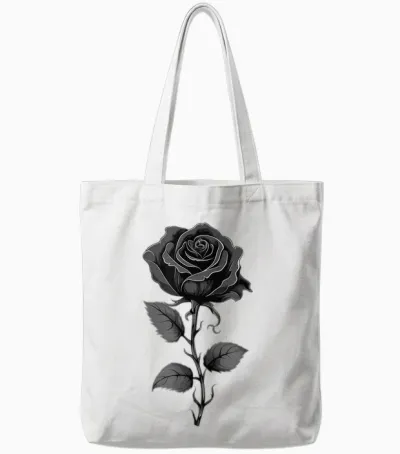 199 Flowers Black Rose Graphic Tote Bags - White