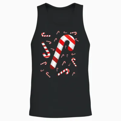 Candy Cane Merry and Bright Red and White Candy Costume Unisex Tank Top - Black