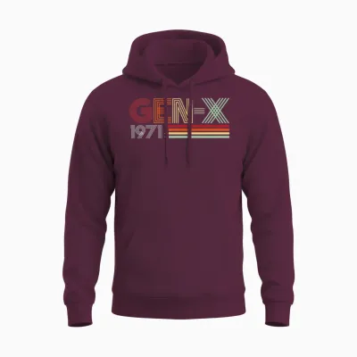 Gen X 1971 Retro Generation Xer Vintage Text Style T-Shirt Haut De Gamme Unisex Hoodie - Maroon