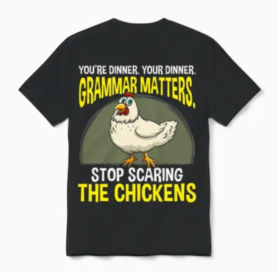 Funny Grammar Teacher Chicken Farming Unisex T-Shirt - Black