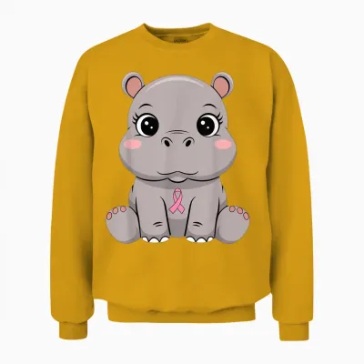 Ruban Rose Hippopotame Espoir Unisex Sweatshirt - Gold