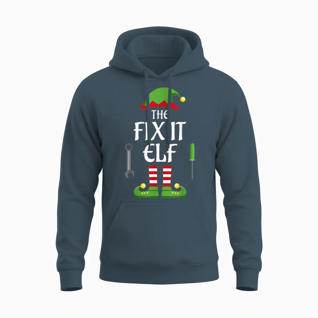 Fix It Elf Family Matching Group Christmas Unisex Hoodie in Dark Heather