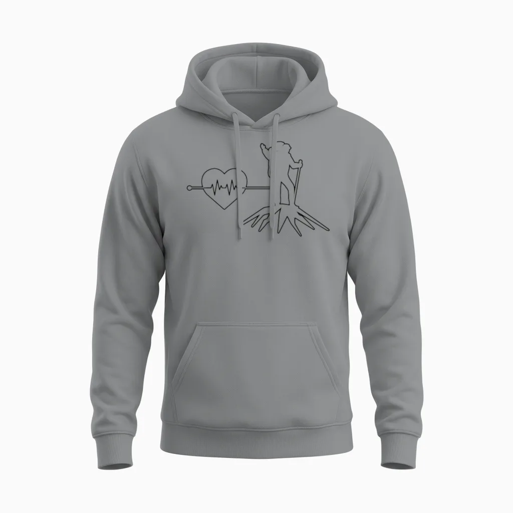 Hiking Heartbeat & Outdoors Gift Unisex Hoodie in Sport Grey