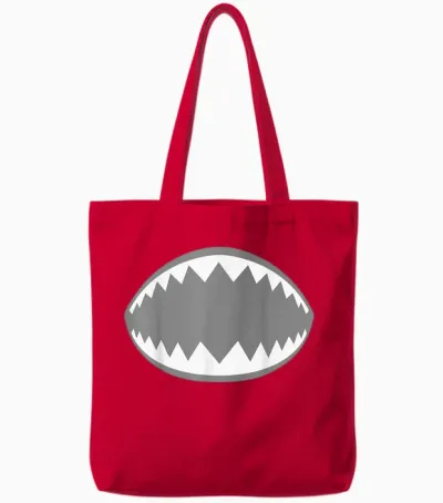 Shark Jaw Shirt Adult Kids Men Women Shark Mouth Costume Tote Bags - Red