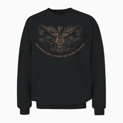 Gothic Medieval Religious Quotes Print On Unisex Sweatshirt - Black