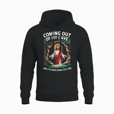 Coming Out of My Cave Humorvolle Auferstehung Unisex Hoodie - Black