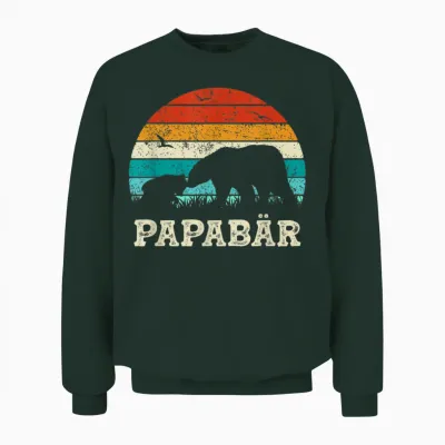 Retro Father Baby Son Daughter Bear Dad Father's Day T-Shirt, Black Unisex Sweatshirt - Forest