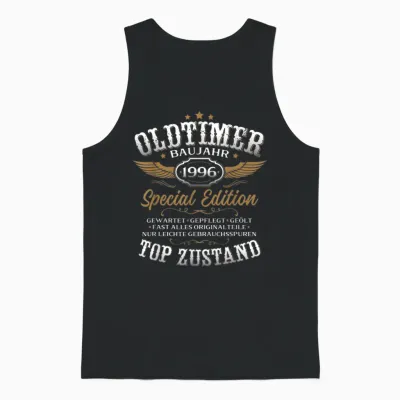 30th Birthday Man Vintage 1996 Vintage Funny Unisex Tank Top - Black