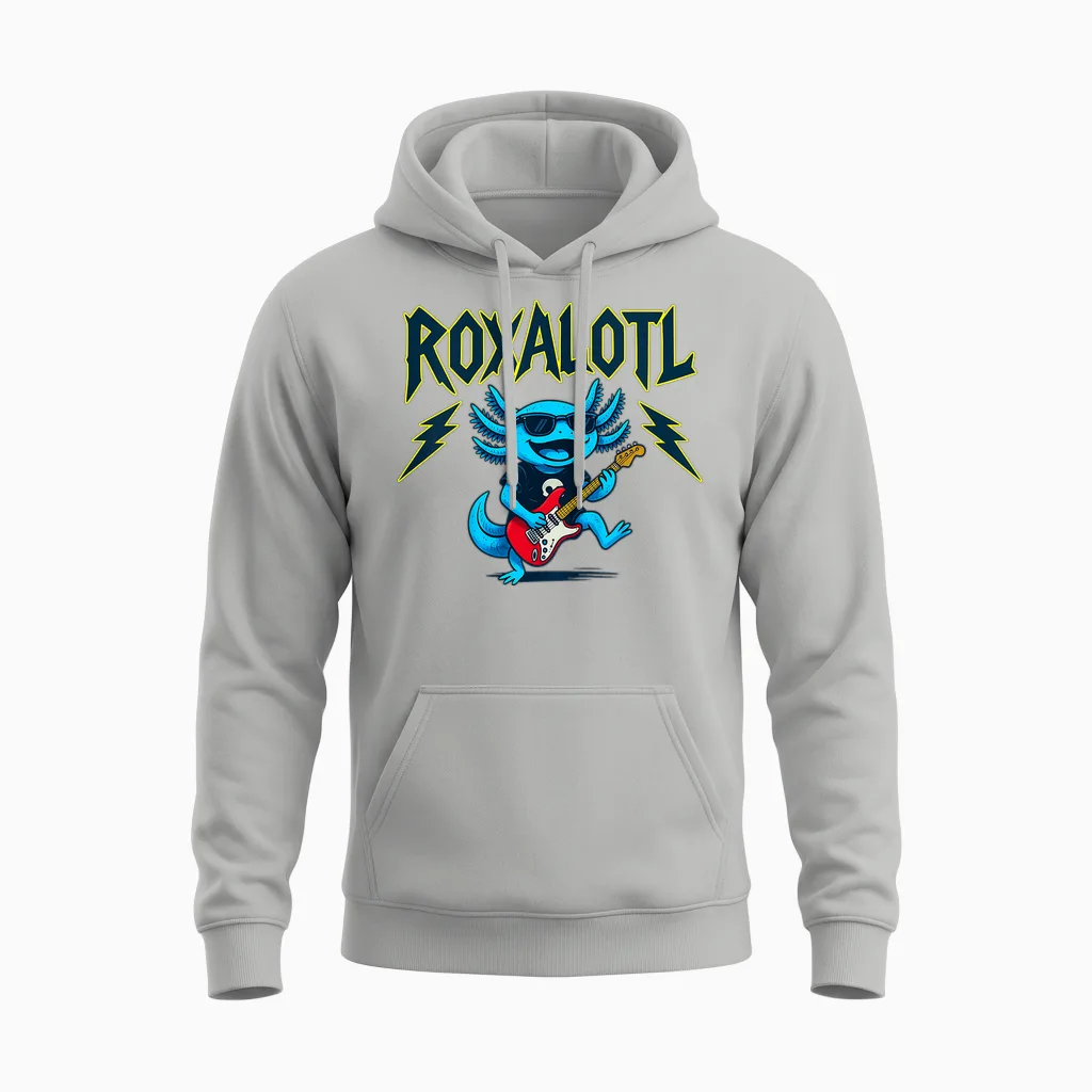 Roxalotl Nettes Lustiges Axolotl Rock Music Heavy Metal T-Shirt Für Kinder Unisex Hoodie in Ash