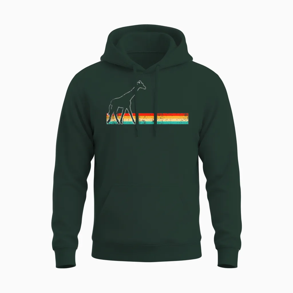 Giraffe Retro Unisex Hoodie in Forest