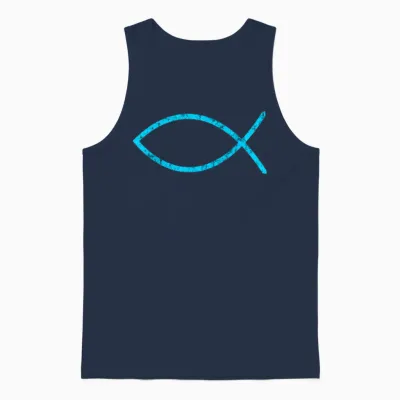 Jesusfisch Ichthys Symbol Christentum Christliches Schild Unisex Tank Top - Navy