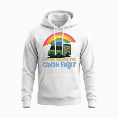 Candy First Humor Unisex Hoodie - White
