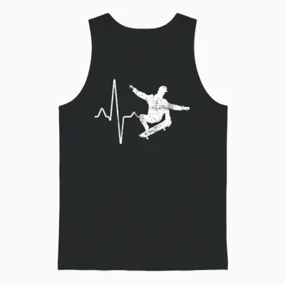 Skate Heartbeat Unisex Tank Top - Black