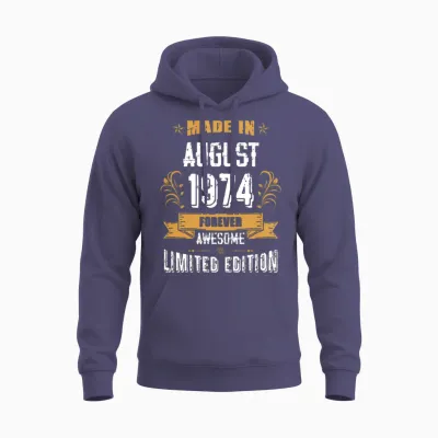 August 1974 Vintage Birthday Present Unisex Hoodie - Heather Sport Dark Navy