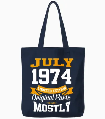 July 1974 Vintage Birthday Present Tote Bags - Navy