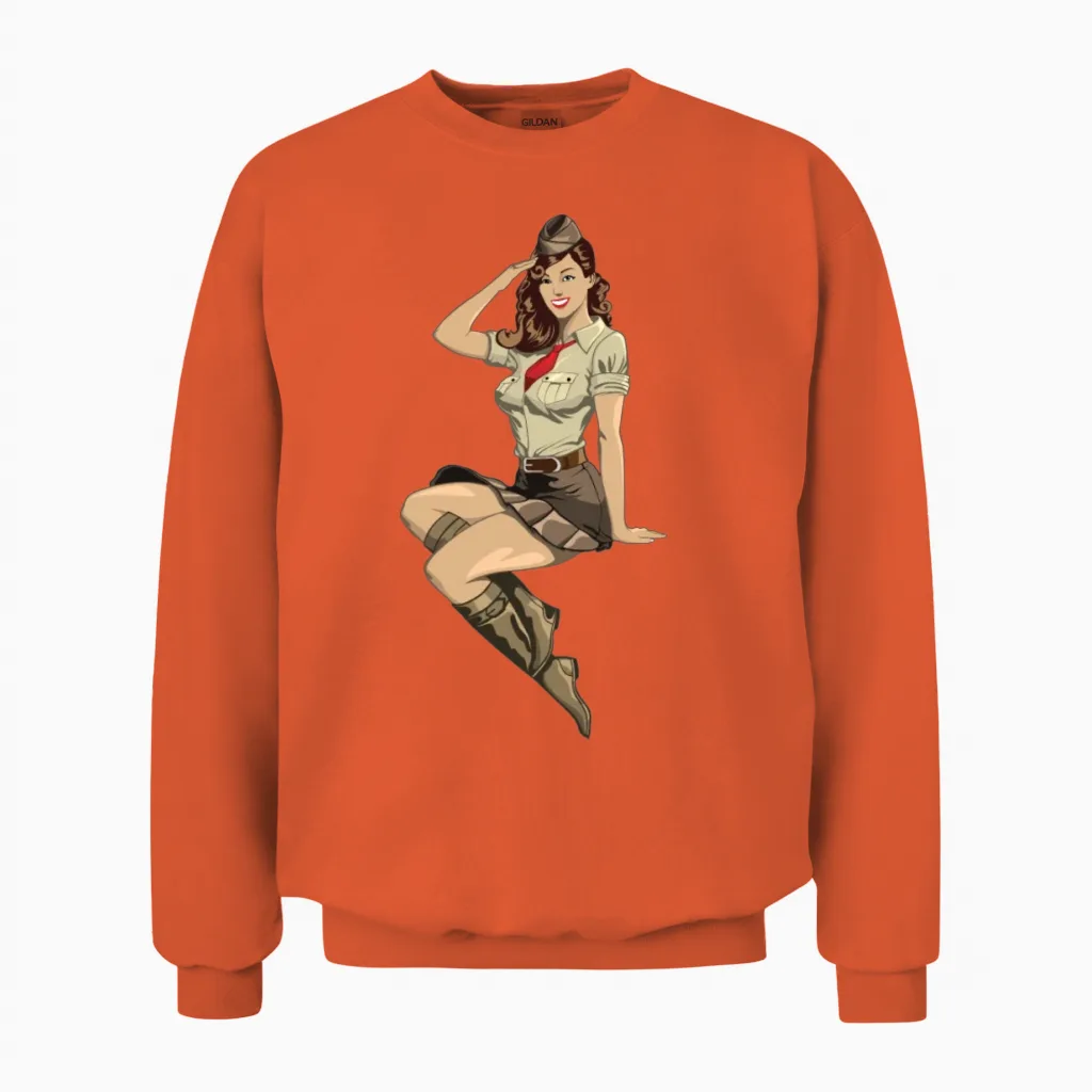 Pinup Salute Unisex Sweatshirt in Orange
