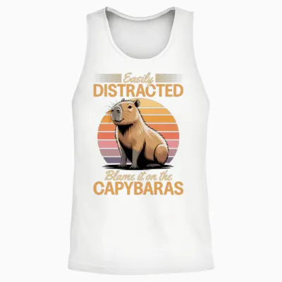Funny Capybara Unisex Tank Top - White