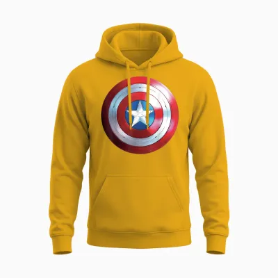 Marvel Studios Captain America 4: Brave New World Shield T-Shirt, Black Unisex Hoodie - Gold