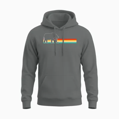 Elephant Retro Unisex Hoodie - Graphite Heather