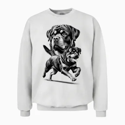 Stolzer Verspielter Rottweiler Hund Im Coolen Stil Unisex Sweatshirt - White