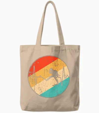 Dive Retro Heartbeat Tote Bags - Natural