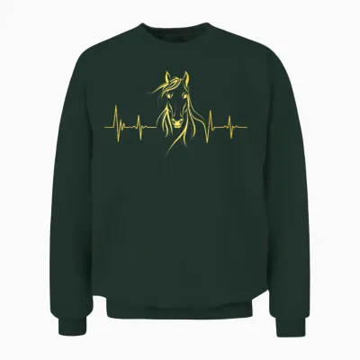 Cheval Battement De Cœur Pour Hommes, Garçons, Femmes, équitation Vintage Unisex Sweatshirt - Forest