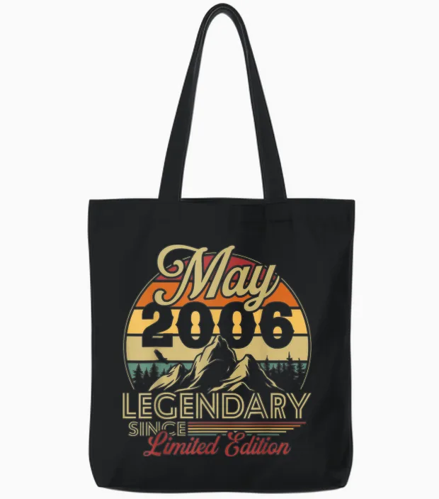 Vintage Anniversaire 20 Ans Pour Né En Mai 2006 Cadeau Tote Bags in Black