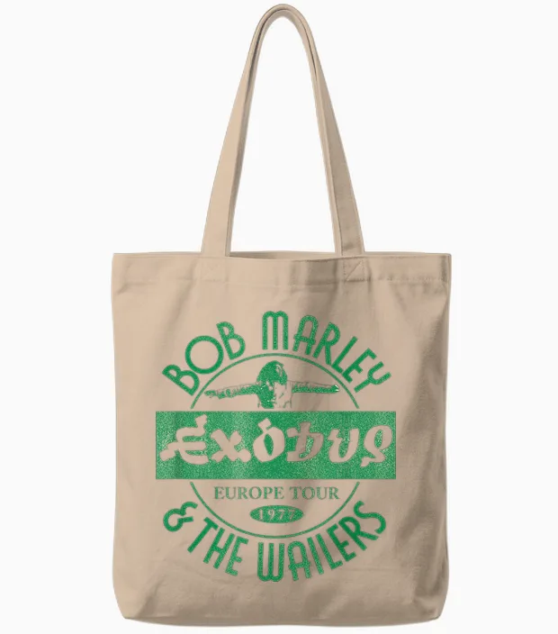Bob Marley Exodus Europe Tour 1977 Weiß Tote Bags in Natural