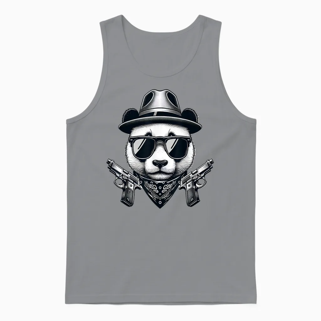 Ours Panda Gangsta Unisex Tank Top in Sport Grey