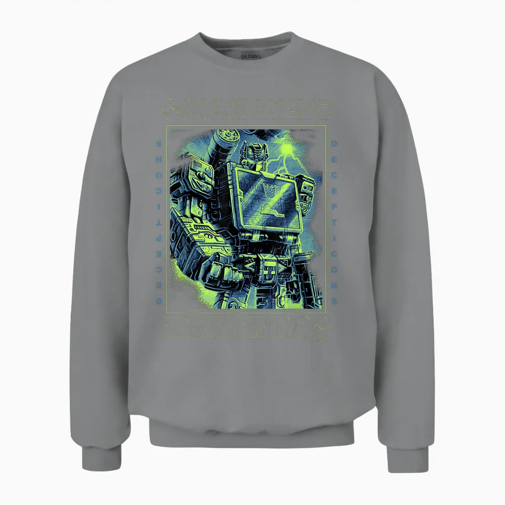 Transformers: War for Cybertron Soundwave Portrait Unisex-Adults T-Shirt, Black, Small Unisex Sweatshirt in Sport Grey