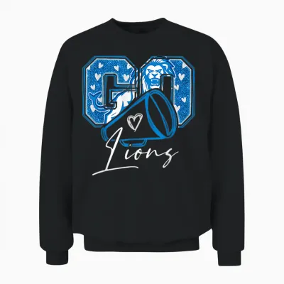 Go Cheer Lions Design Shirt for Men Women Girls Unisex Sweatshirt - Black