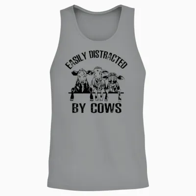 Easily Distracted by Cows Unisex Tank Top - Sport Grey