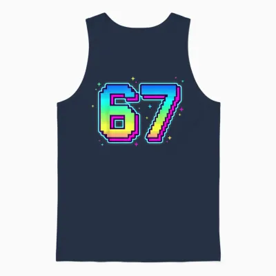 Funny Six Seven 67 Bruh Birthday Player in Retro Look for Boys And Unisex Tank Top - Navy