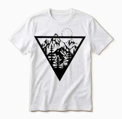 Triangle with Mountains and Birds Unisex T-Shirt - White