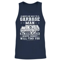 Funny Garbage Man Trash Garbage Truck Unisex Tank Top - Navy – 2