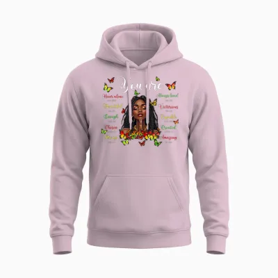 Black History Loc'd Afro Girl You Are Bible Verse Christian Unisex Hoodie - Light Pink